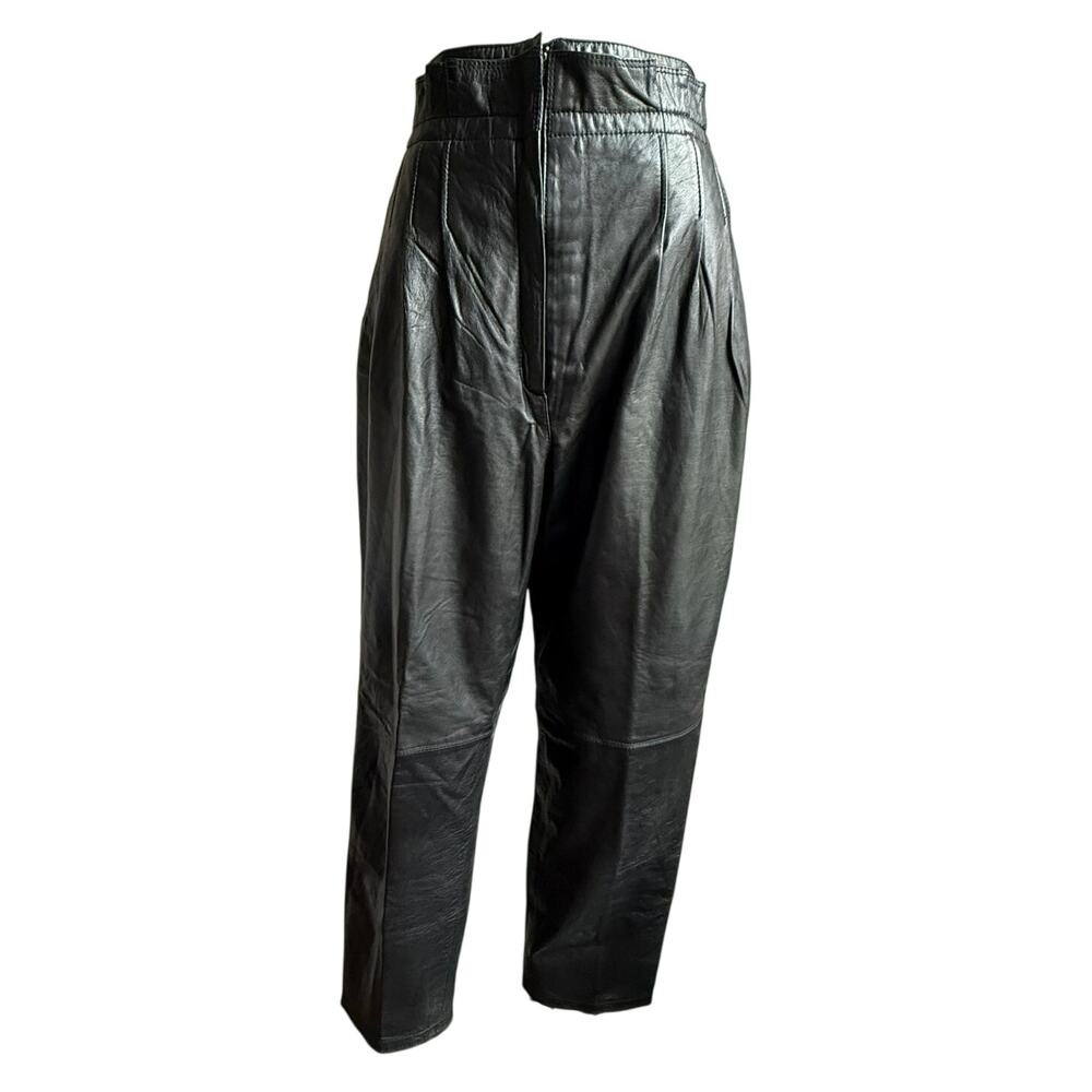 Toffs Genuine Leather High Rise Tapered Pants Black Womens 12P